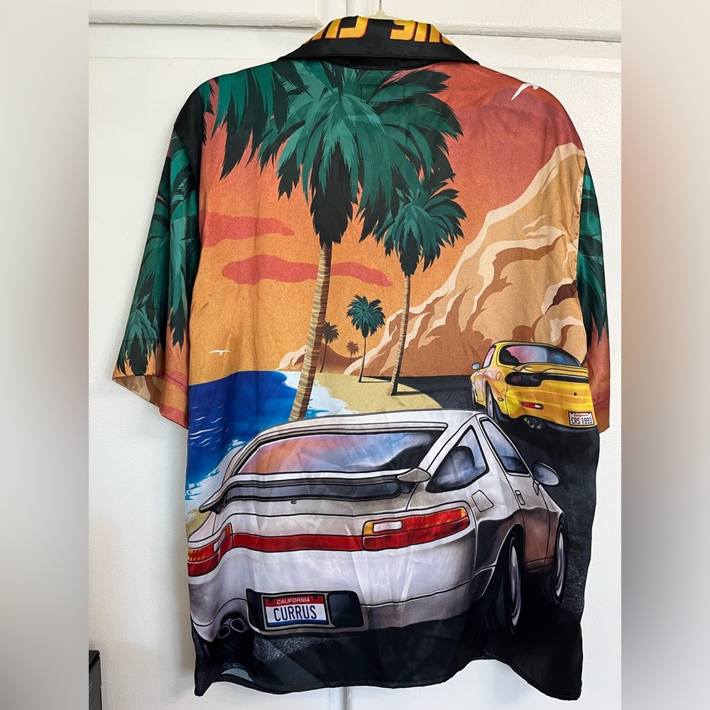 Vintage ,Exclusive Tropical Car Print Men's Shirt - Picture 4 of 6